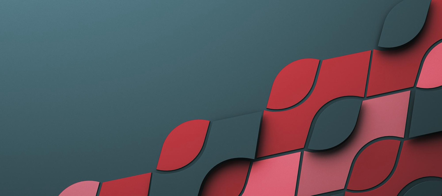 Geometric brand pattern in red and slate